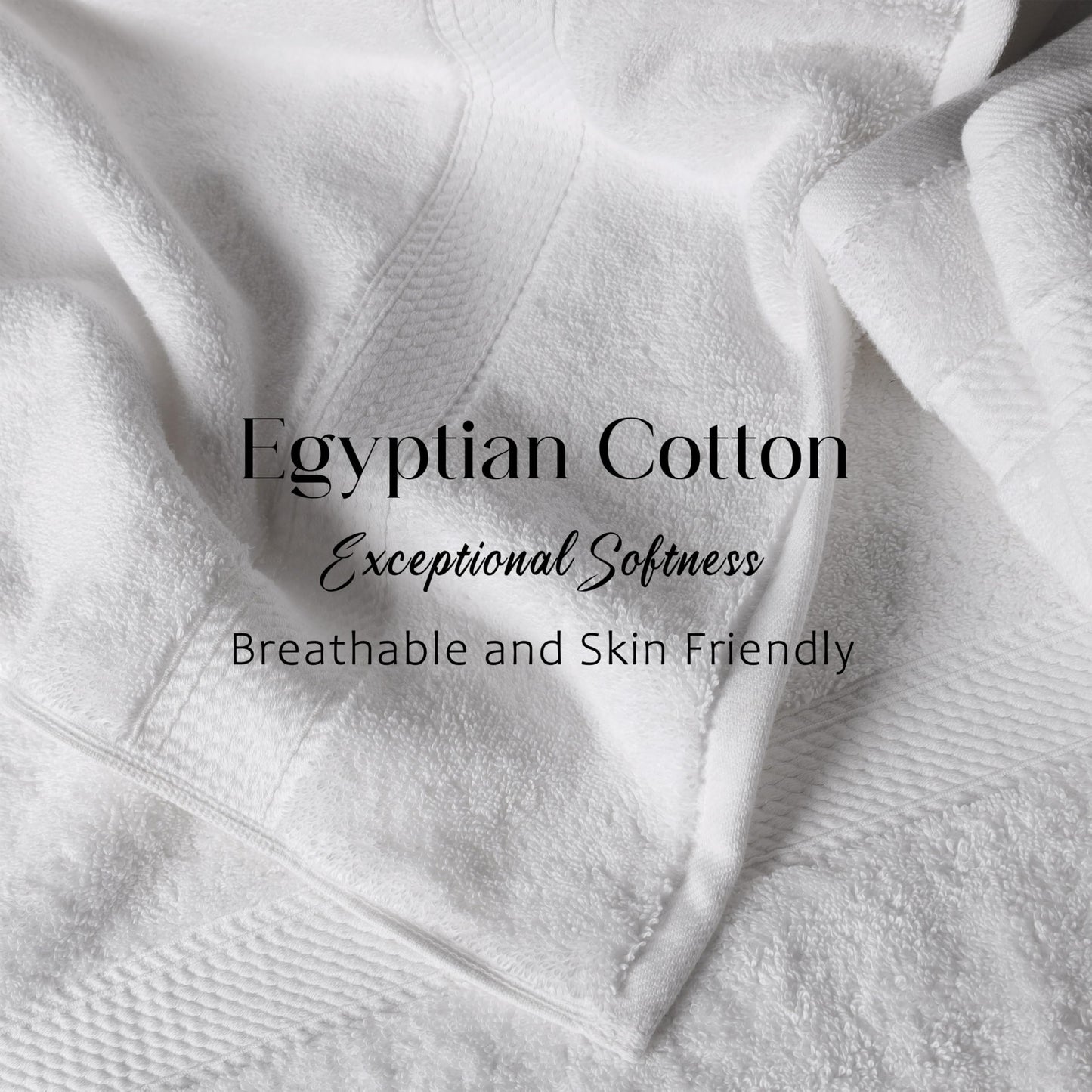 SUPERIOR Egyptian Cotton Ultra Plush & Absorbent, 6 Piece Set, White