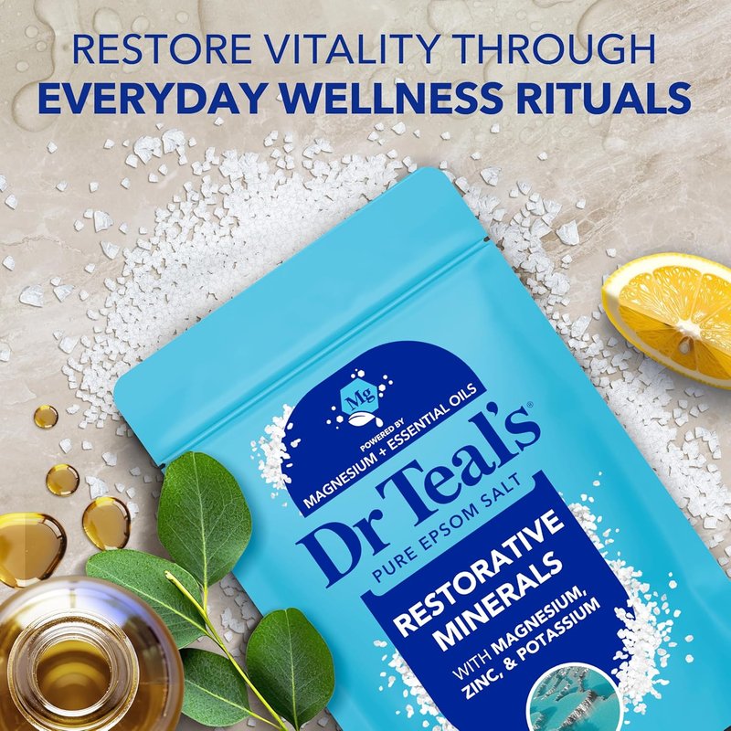 Dr Teal's Epsom Salt Magnesium Soak - Restorative Minerals with Magnesium, Potassium & Zinc | 3 lbs