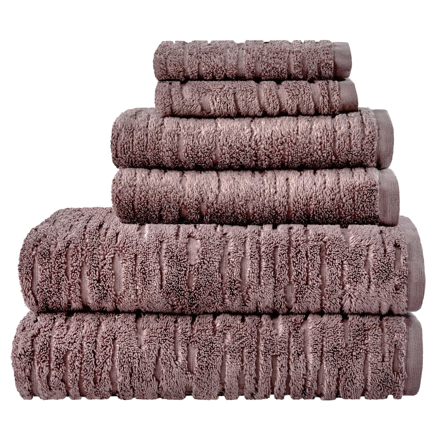 SKL Home CloudSoft 100% Cotton Luxury 6-Piece Towel Set, 600 GSM, Ultra Plush & Absorbent - 2 Bath Towels, 2 Hand Towels, 2 Washcloths, Soft Plum