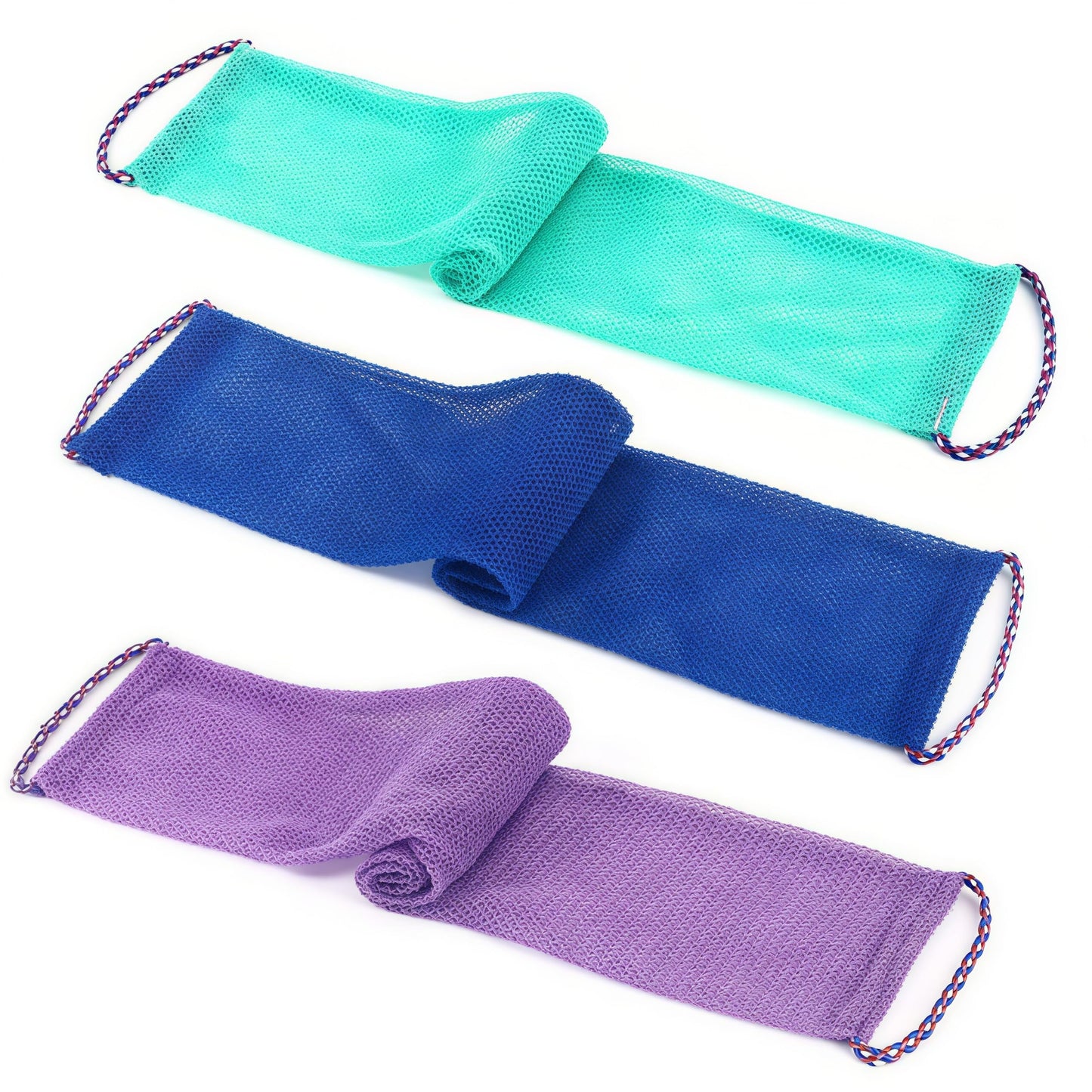 Votuyet 3 Pack African Net Sponge, Long Exfoliating Net Washcloth Bath Sponge, Wash Net Body Back Scrubber for Shower/Loofah Users