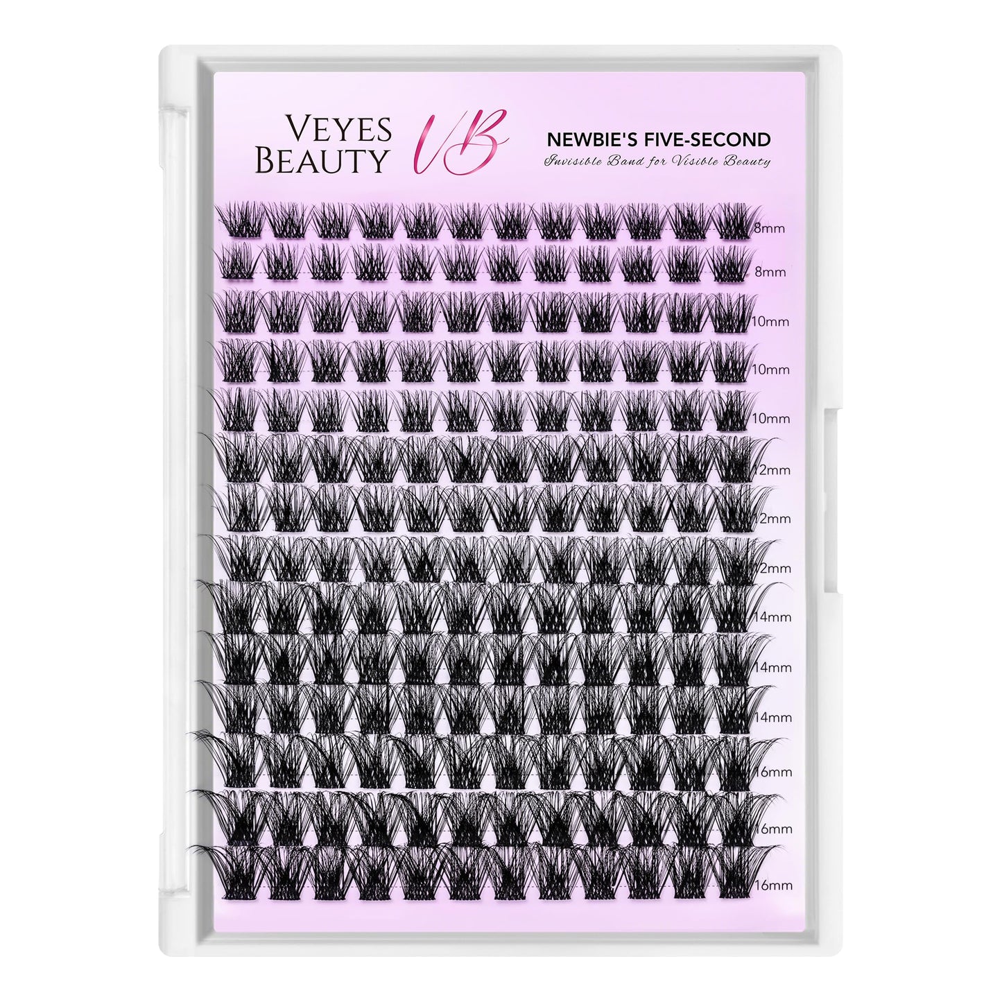 VEYESBEAUTY Lash Clusters Individual Eyelash Extensions Thin & Invisible Band DIY False Eyelashes for Self-application Newbie's Five-Second Series Wispy Lash Tray, Siren 8-16mm Mixed Length