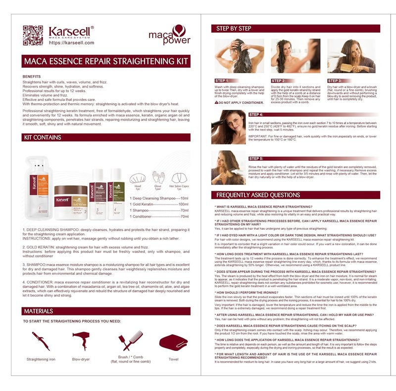 Karseell Maca Essence Hair Treatment Kit - 12 Weeks of Professional Straightening for All Hair Types