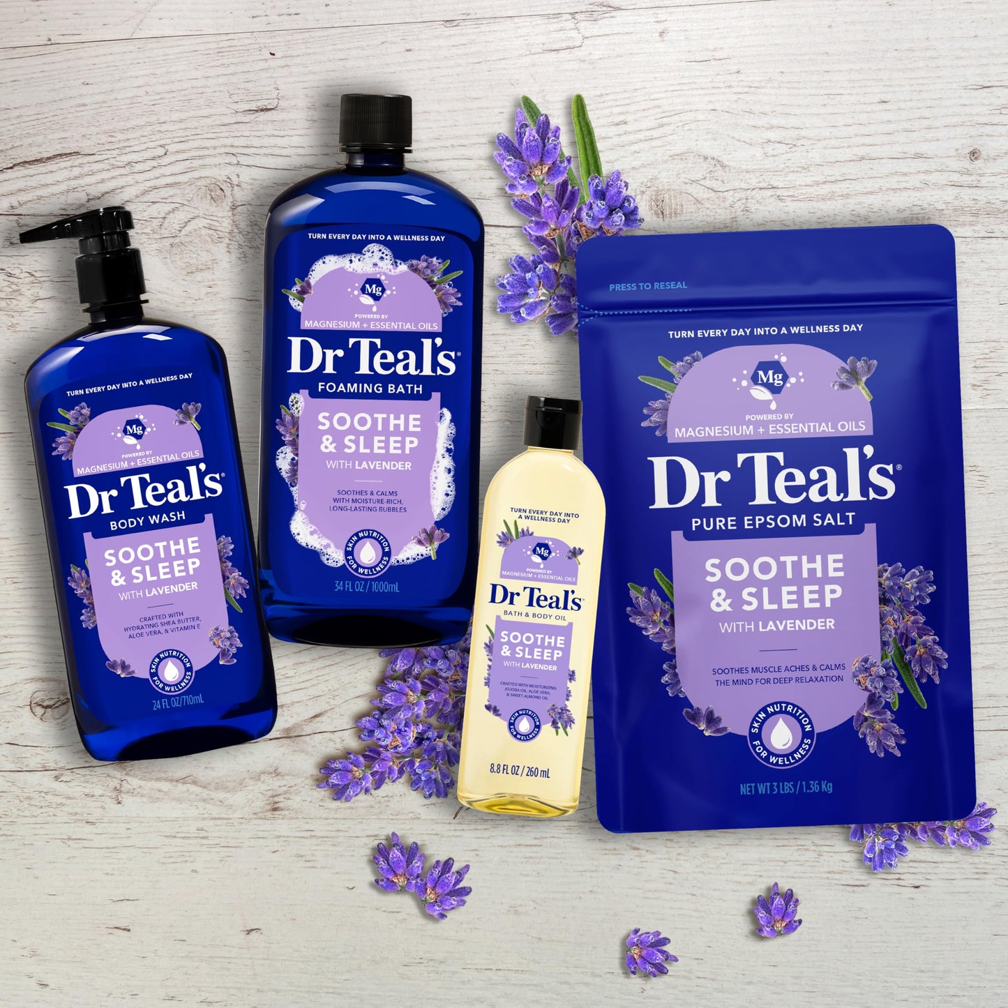 Dr Teal's Epsom Salt Soaking Solution, Soothe & Sleep, Lavender, 3lbs
