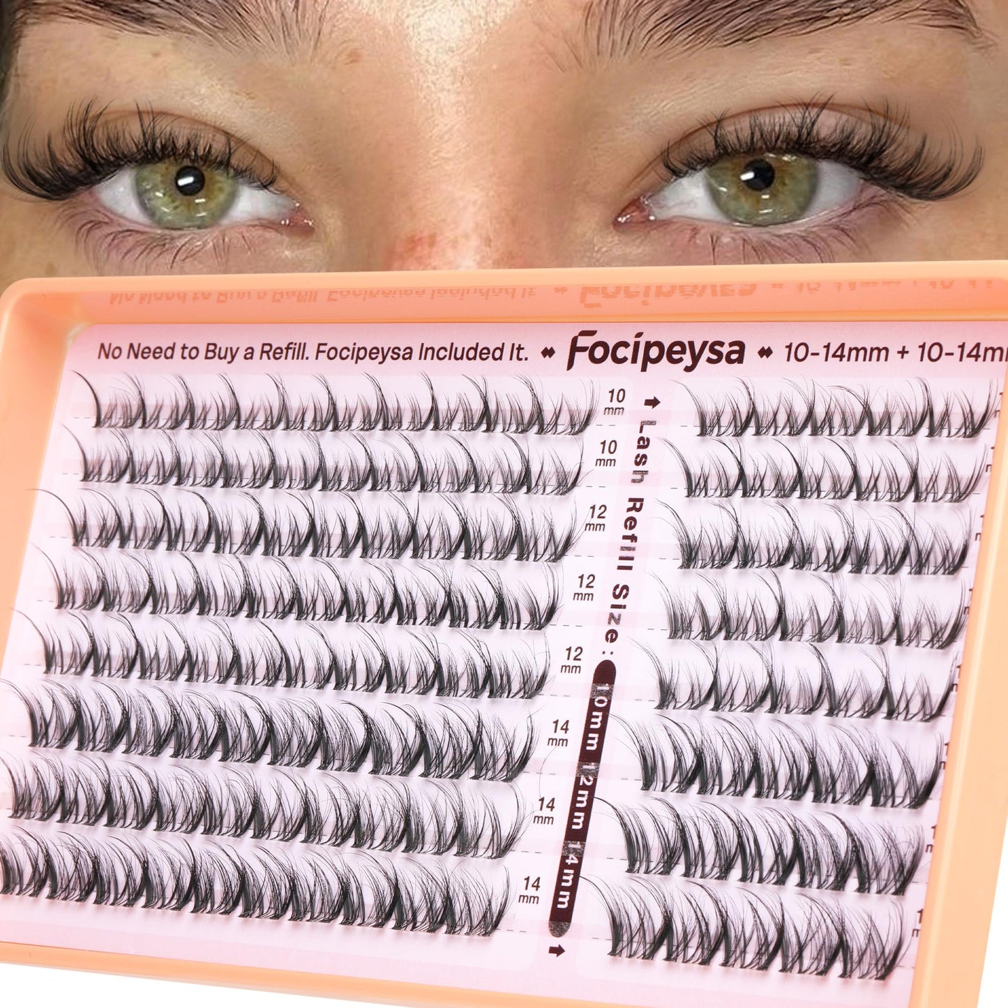 Spider Lash Clusters Natural Eyelash Clusters Wispy Lash Clusters DIY 10-14mm Cluster Eyelash Extensions Reusable Soft Individual Lashes for Natural Daily Makeup, Clean Girl Look by Focipeysa Lashes