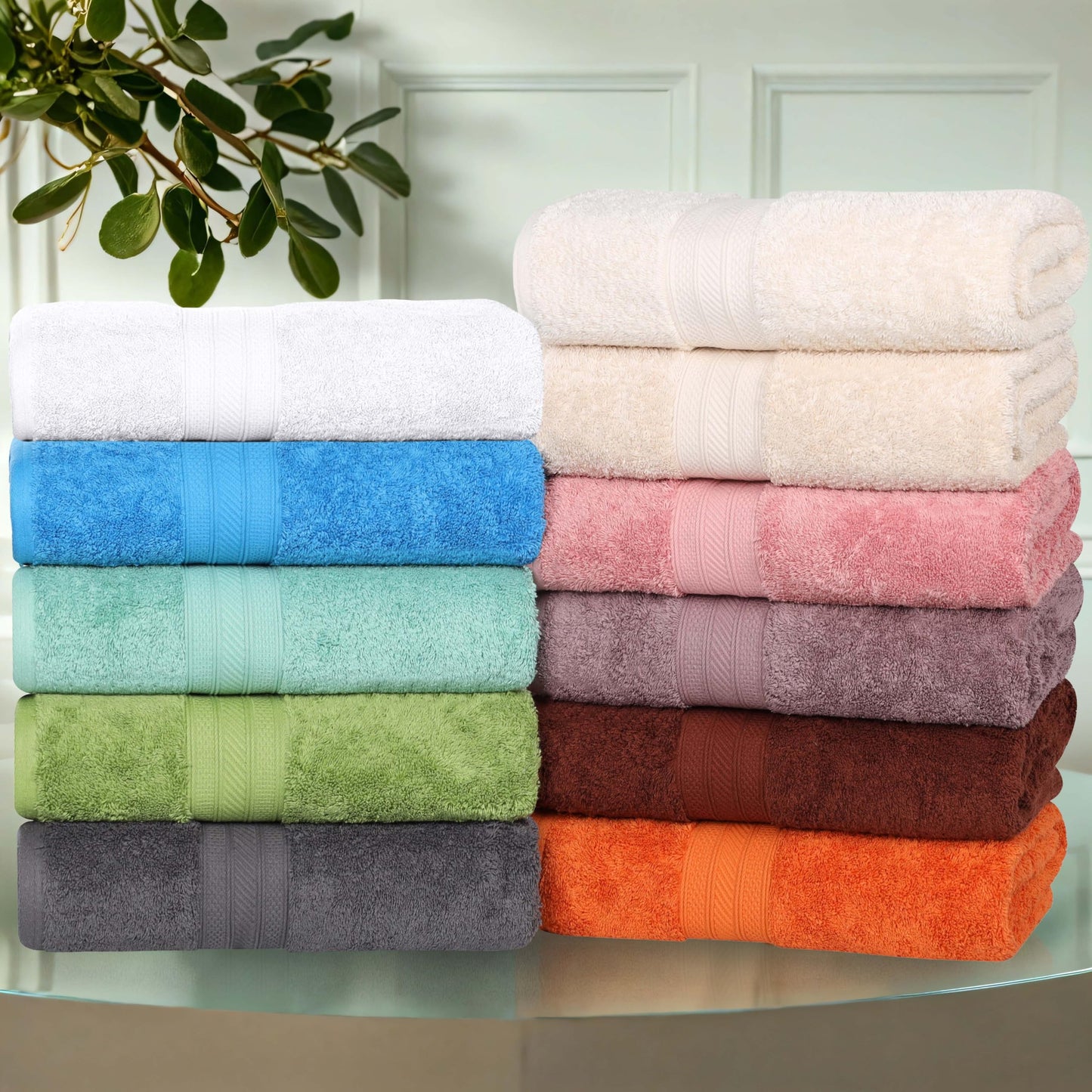 Superior 700 GSM Long Staple 100% Combed Cotton, Durable, Plush and Absorbent 6-Piece Single Ply Towel Set - Grape Shake