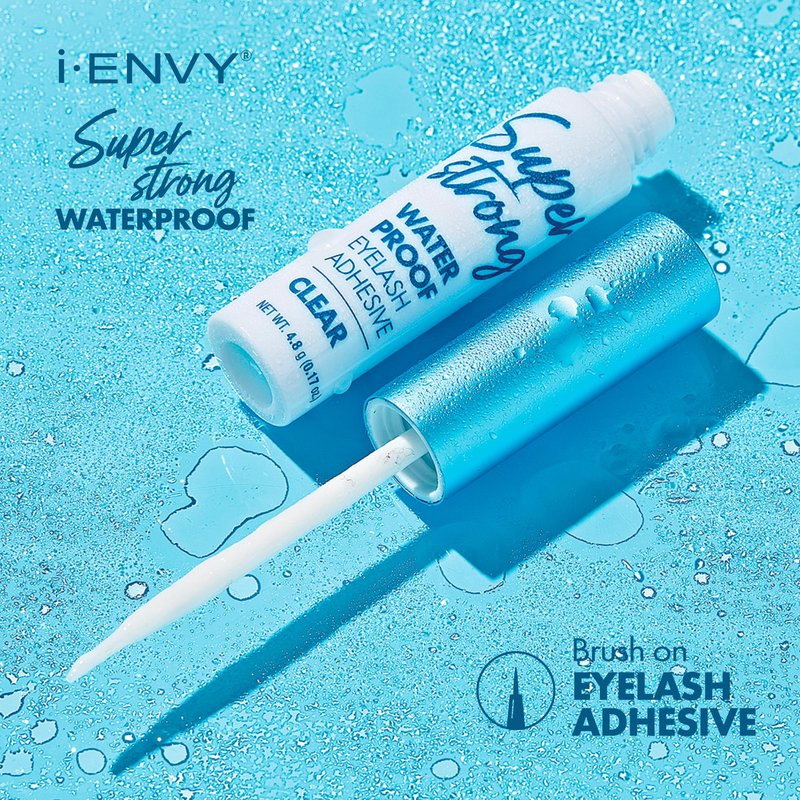 i-ENVY Super Strong Waterproof Clear Eyelash Adhesive, Brush-On Lash Glue for False Eyelashes, Long-Lasting Sweat & Tear Proof Hold, Dries Clear, 1 Pack