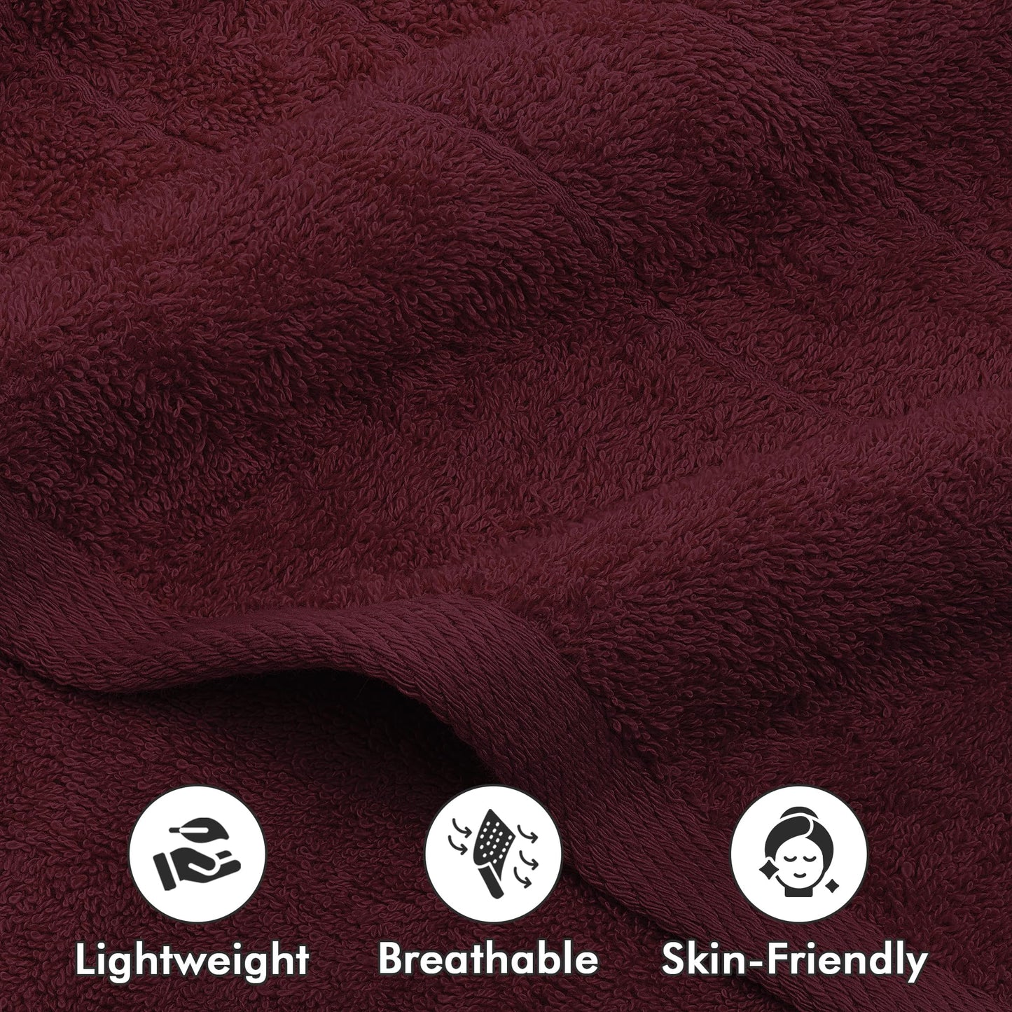 Novo Home Bath Sheets – Extra Large Bathroom Sheet Set – Pack of 2 Jumbo Towels Burgundy (71x35in) – 100% Cotton Soft Quick Dry Large Bath Towels for Adults Hotel Spa Bathroom Use