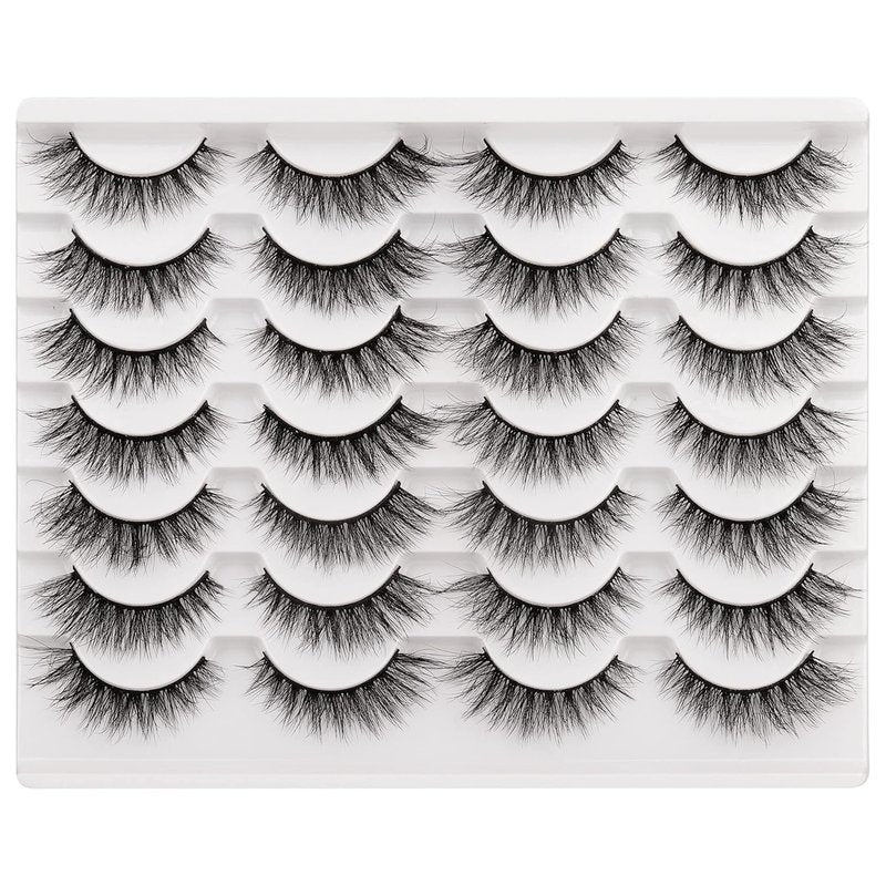 Skiennix 15mm 3D Mink False Eyelashes - Natural Look Wispy Cat Eye Style | 14 Pairs Pack