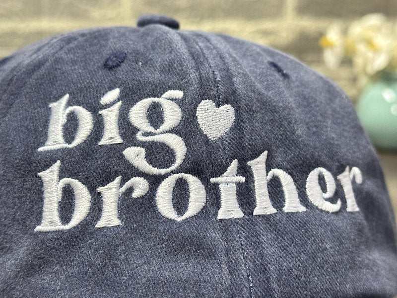 Horpe New Big Bro Gifts for Sibling, First Time Brother Baseball Cap, Pride Hat for Kid Boy, Embroidered Adjustable Washed Navy Blue Cap