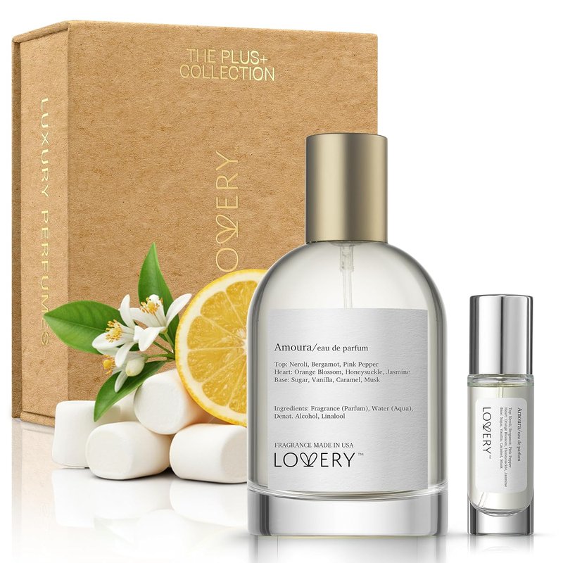 Amoura Eau De Parfum - Marshmallow & Floral Scent | Long-Lasting Women's Fragrance 100mL + Travel Spray 10mL