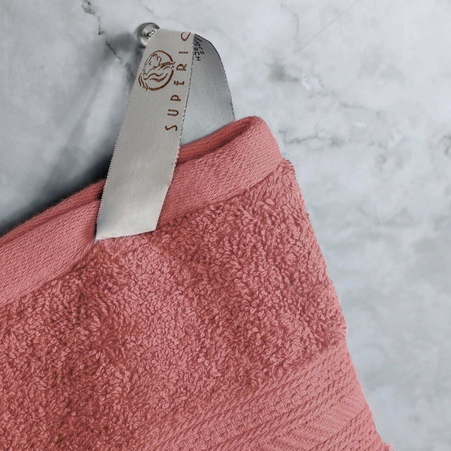 Superior 700 GSM Long Staple 100% Combed Cotton, Durable, Plush and Absorbent 6-Piece Single Ply Towel Set - Blush