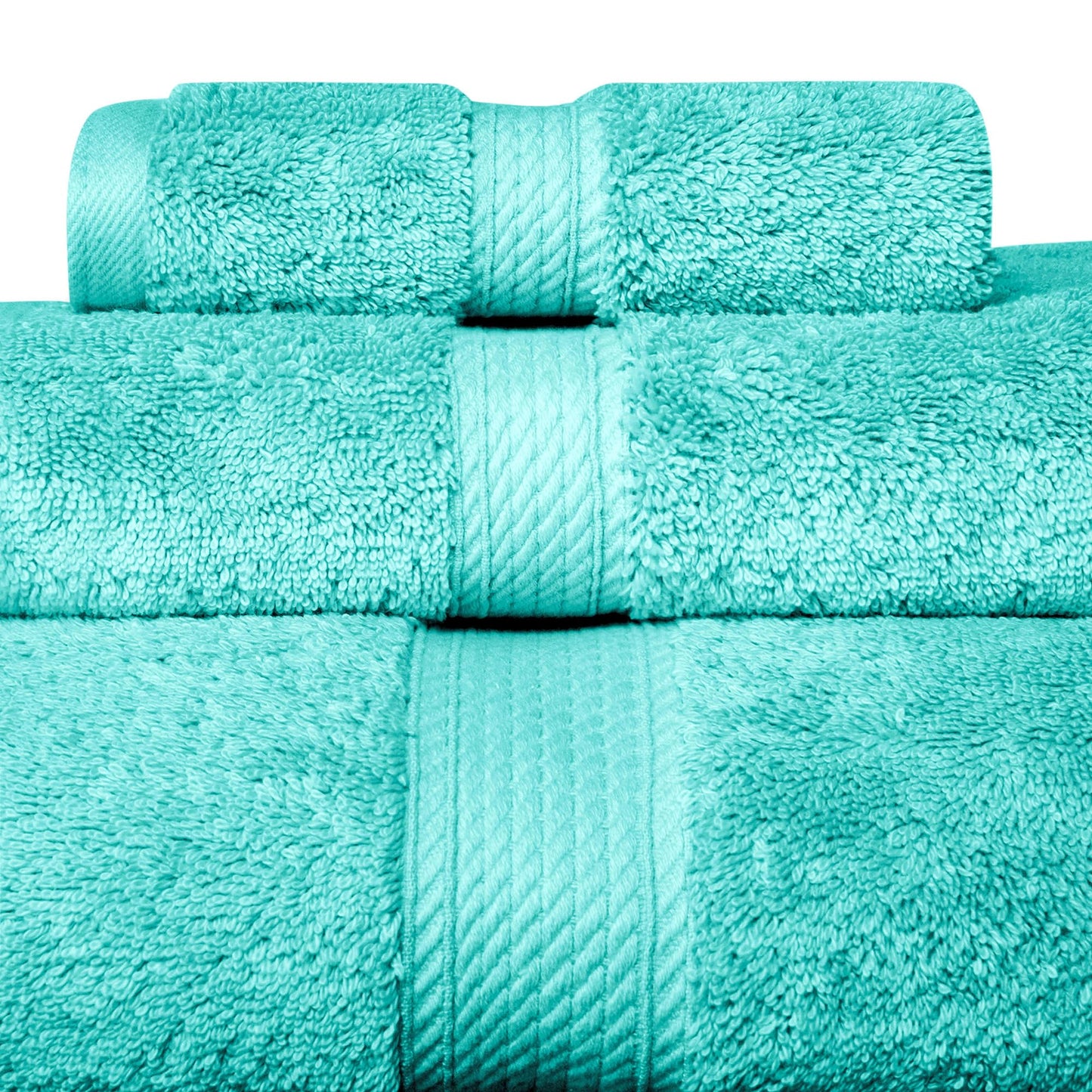 SUPERIOR Egyptian Cotton Pile 3 Piece Towel Set, Includes 1 Bath, 1 Hand, 1 Face Towel/Washcloth, Ultra Soft Luxury Towels, Thick Plush Essentials, Guest Bath, Spa, Hotel Bathroom, Turquoise