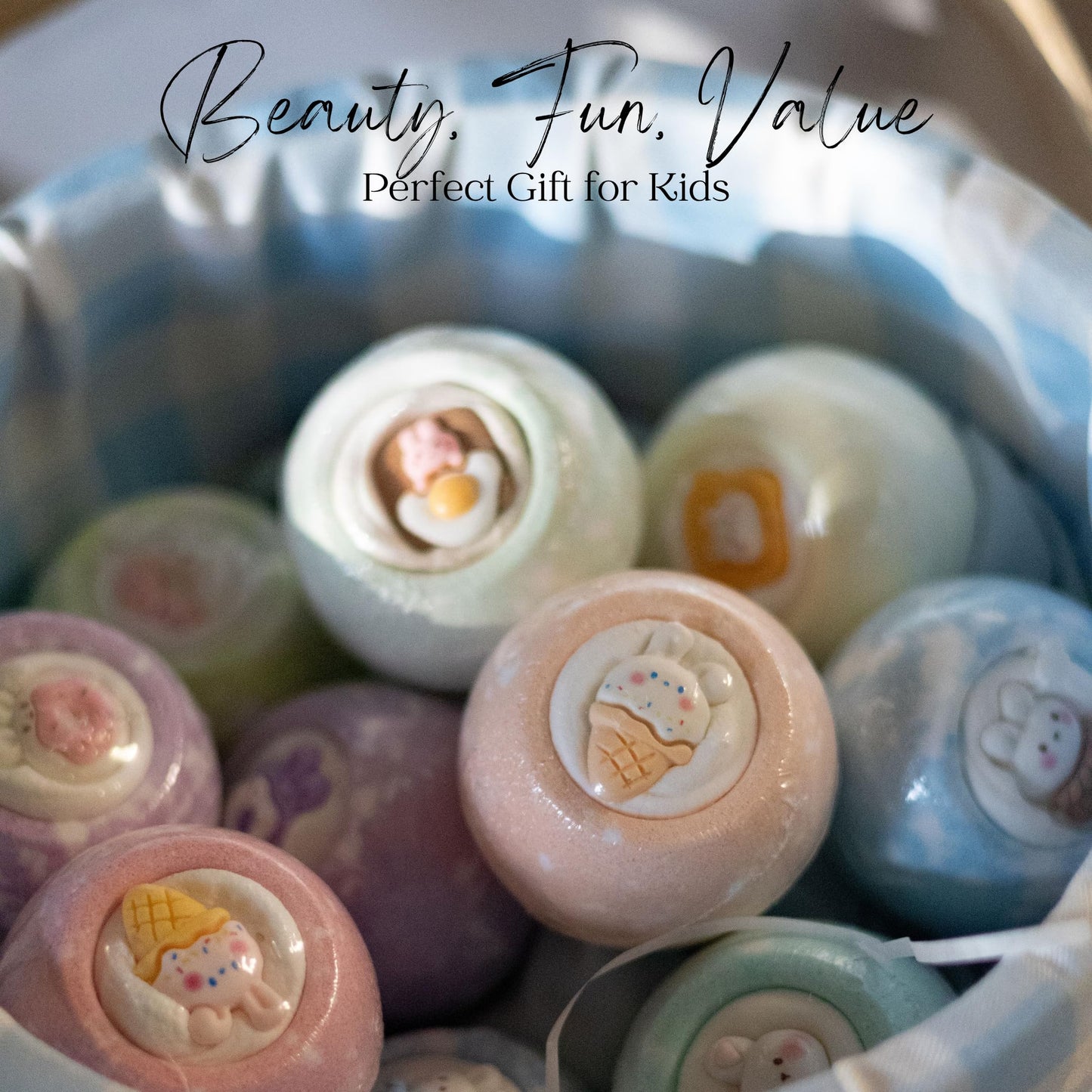 EvolutionUSA 12 Bloom Bath Bombs with Toys - Adorable Girl Bath Bomb Set, Bubbly Kids Bathbombs, Fizzy Bath Ball, Kids Bath Bombs for Girls, Childrens Bath Bomb Set Easter, Birthday, Christmas Gift