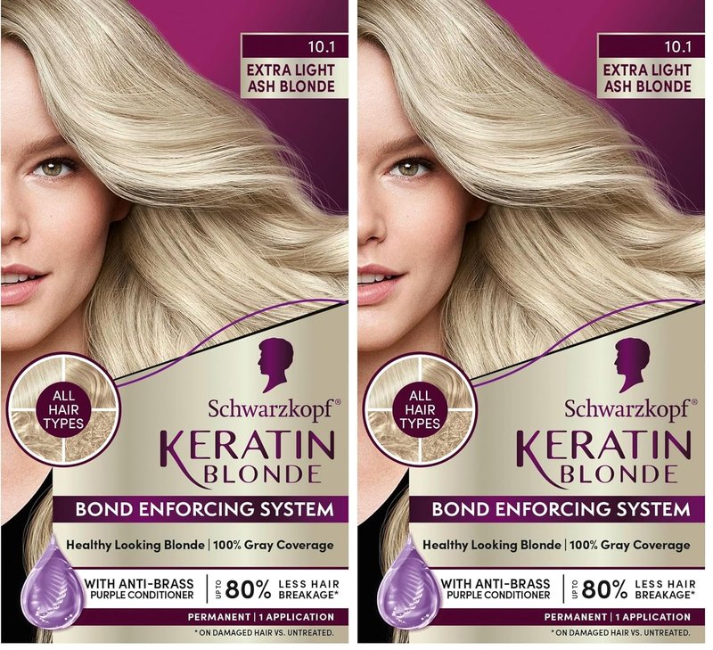 Schwarzkopf Keratin Color Permanent Hair Color - 10.1 Extra Light Ash Blonde | Salon-Quality Dye for 80% Less Breakage & 100% Gray Coverage