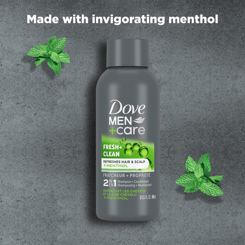 Dove Men+Care Fortifying 2 in 1 Shampoo and Conditioner Fresh and Clean with Caffeine for Normal to Oily Hair Helps Strengthen Thinning Hair 3 oz