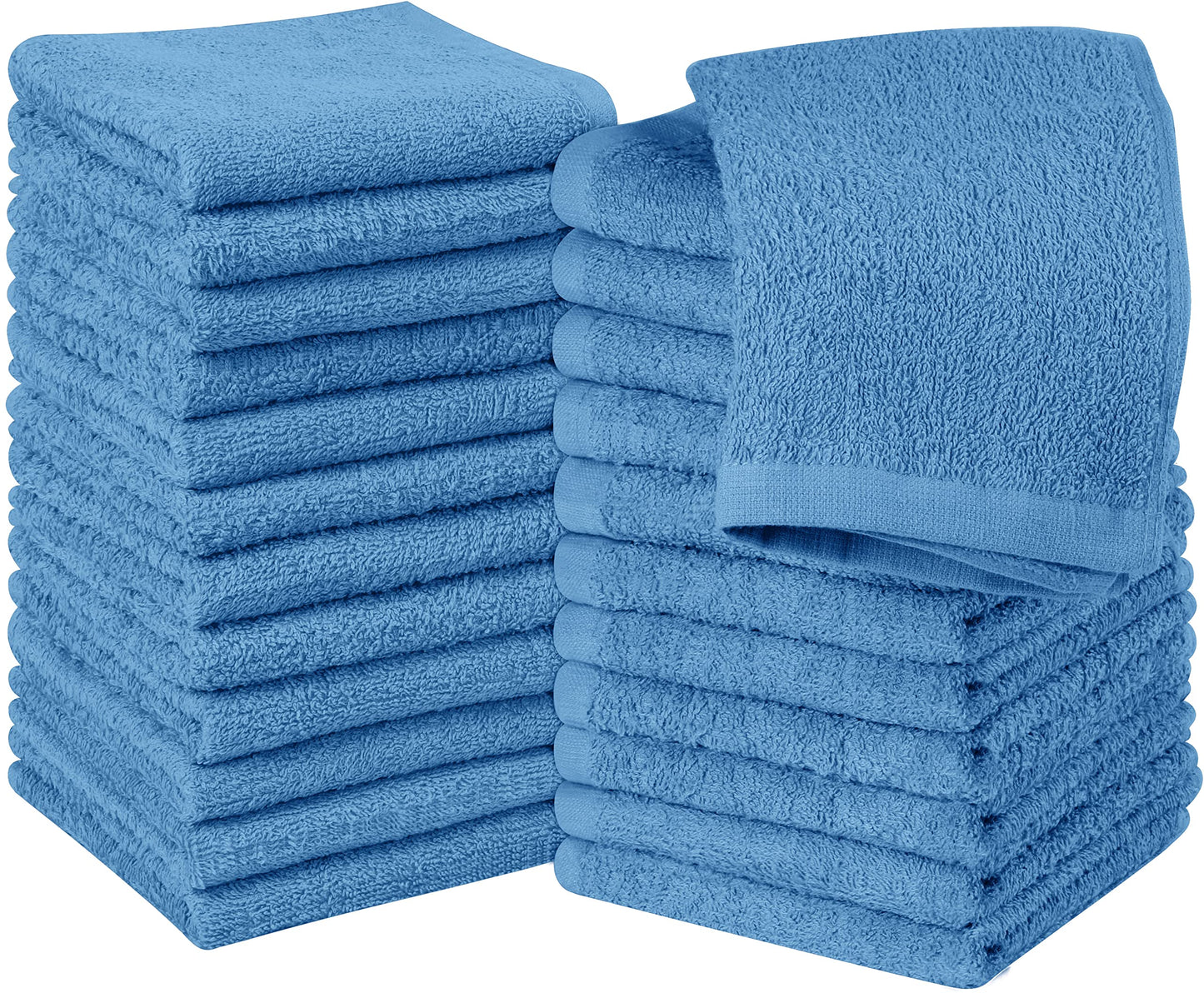 Utopia Towels 12 Pack Cotton Washcloths Set - 100% Ring Spun Cotton, Premium Quality Flannel Face Cloths, Highly Absorbent and Soft Feel Fingertip Towels (Electric Blue)