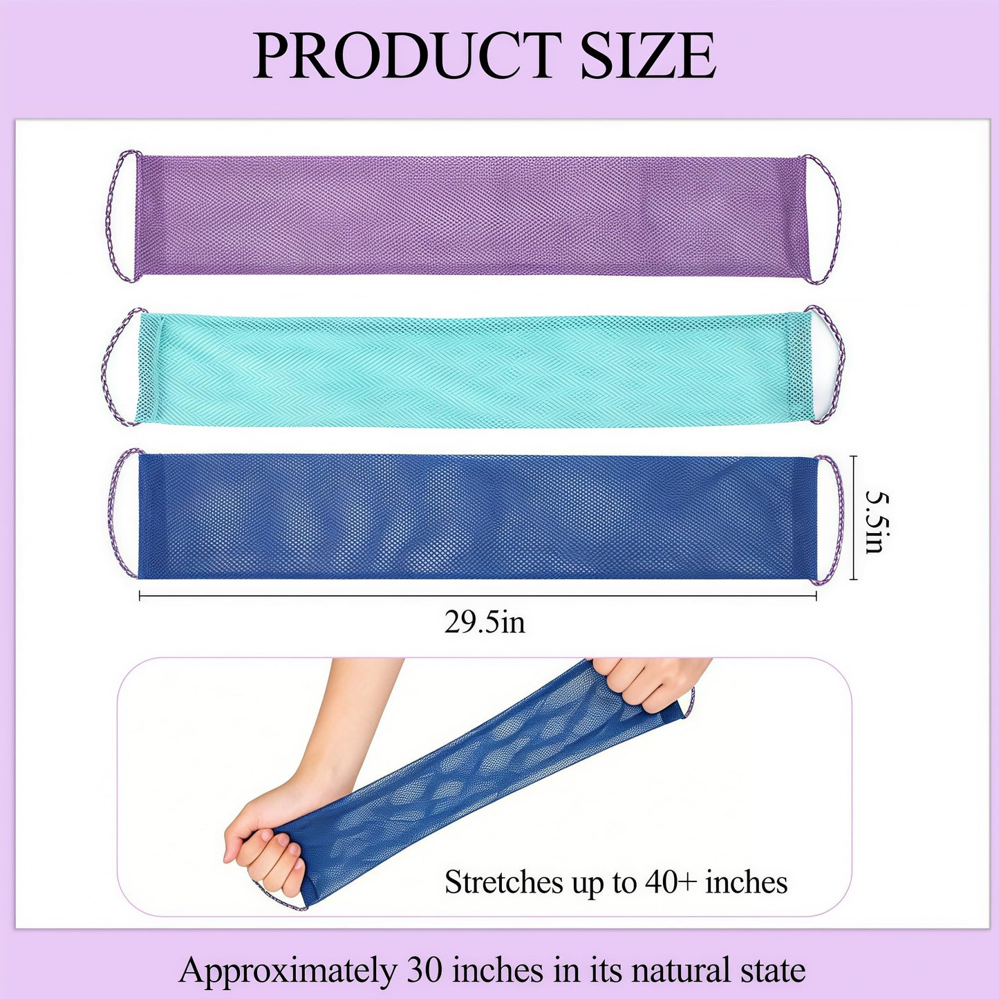 Votuyet 3 Pack African Net Sponge, Long Exfoliating Net Washcloth Bath Sponge, Wash Net Body Back Scrubber for Shower/Loofah Users