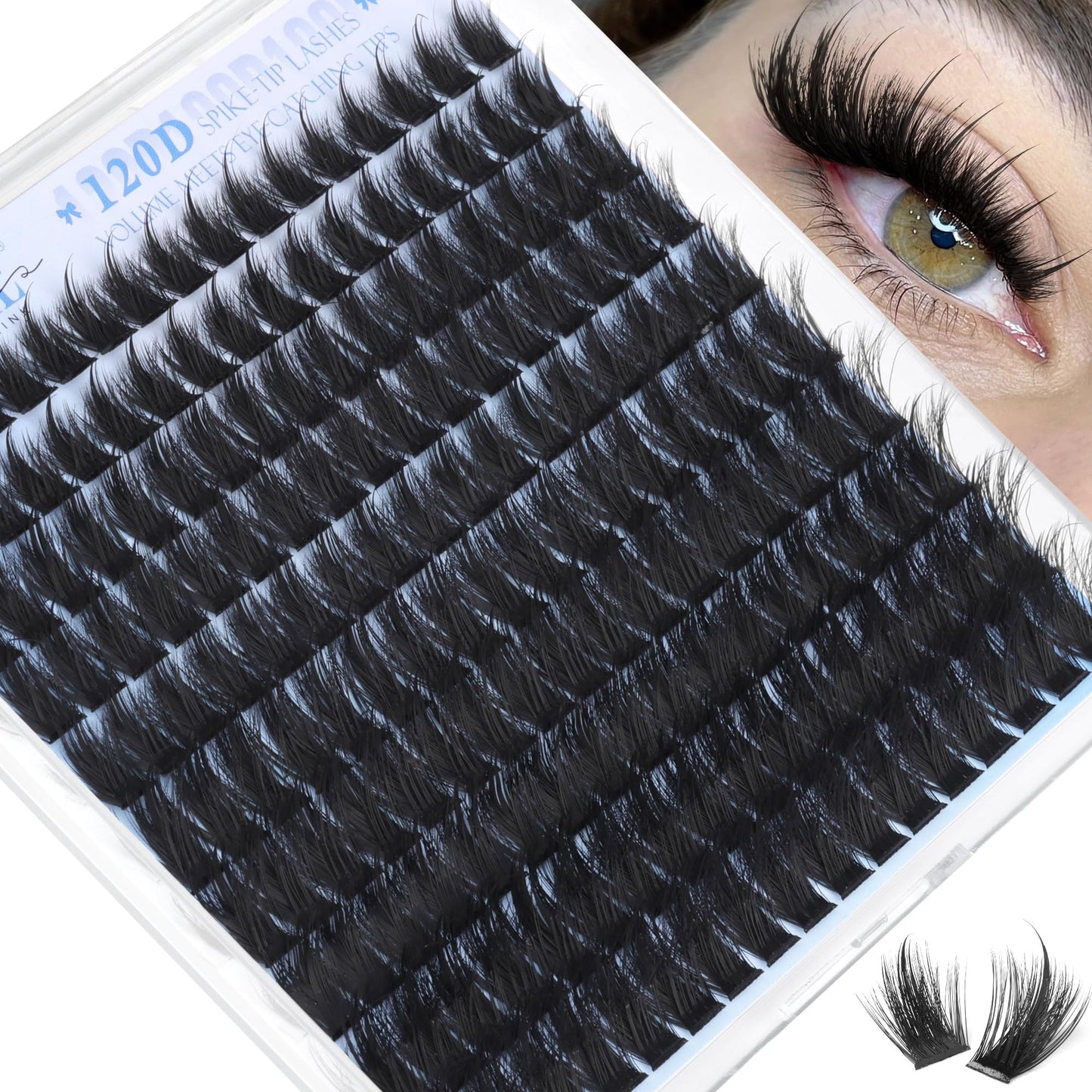 Wtvane Lash Clusters Manga Eyelash Clusters 120D Mega Volume Lash Clusters with Spikes 12-18mm Cluster Eyelash Extensions Wispy D-Curly Individual Lahes Extensions Fluffy False Lashes Eyelashes