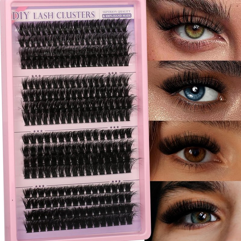 Skiennix 280Pcs Wispy Lash Clusters Kit - 60D to 120D D Curl Individual Lashes, 8-16mm DIY Extensions with Bond & Seal, Tweezers Included