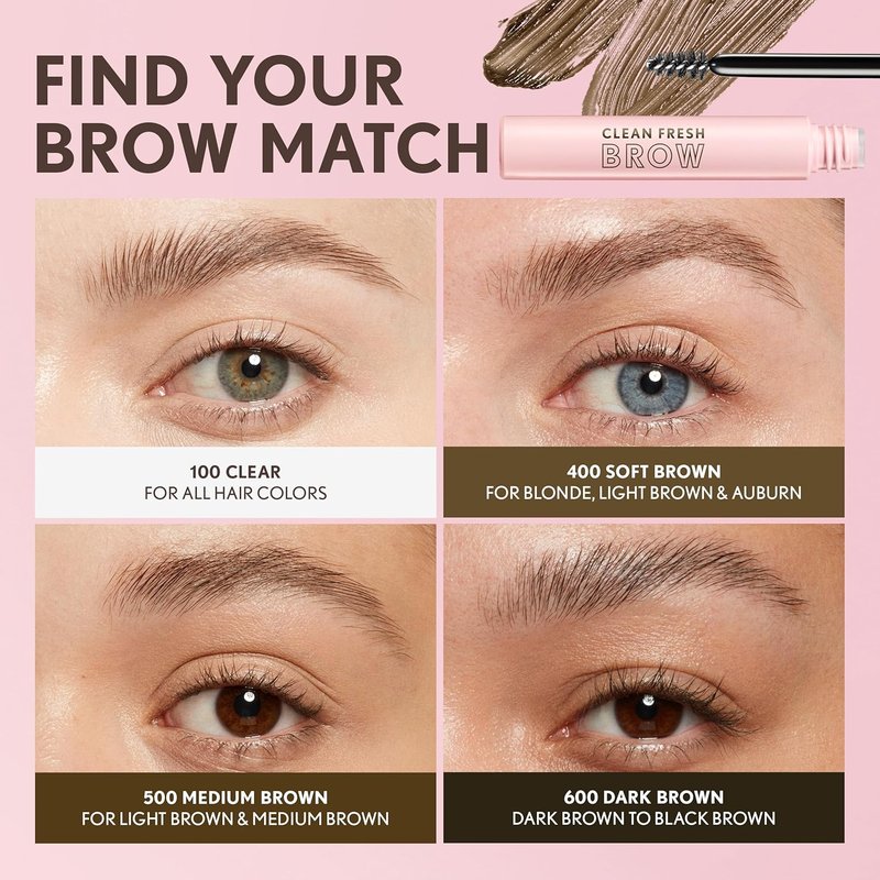 CoverGirl Clean Fresh Brow Gel - Medium Brown, Long-Lasting Vegan Formula for Natural-Looking Brows | 0.18oz