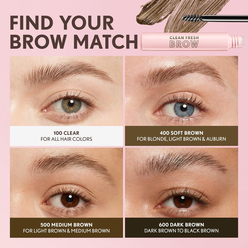 CoverGirl Clean Fresh Brow, 600 Dark Brown, Eyebrow Gel, Long-Lasting, Vegan Formula, Natural Looking, Easy to Apply, Doesn't Smudge, 0.18oz