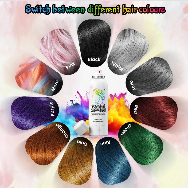 Purple Temporary Hair Color Spray - Gentle Formula, Washable & Non-Sticky | Instant Hair Dye Alternative for Adults | Halloween, Costume, Party Makeup, 150ml