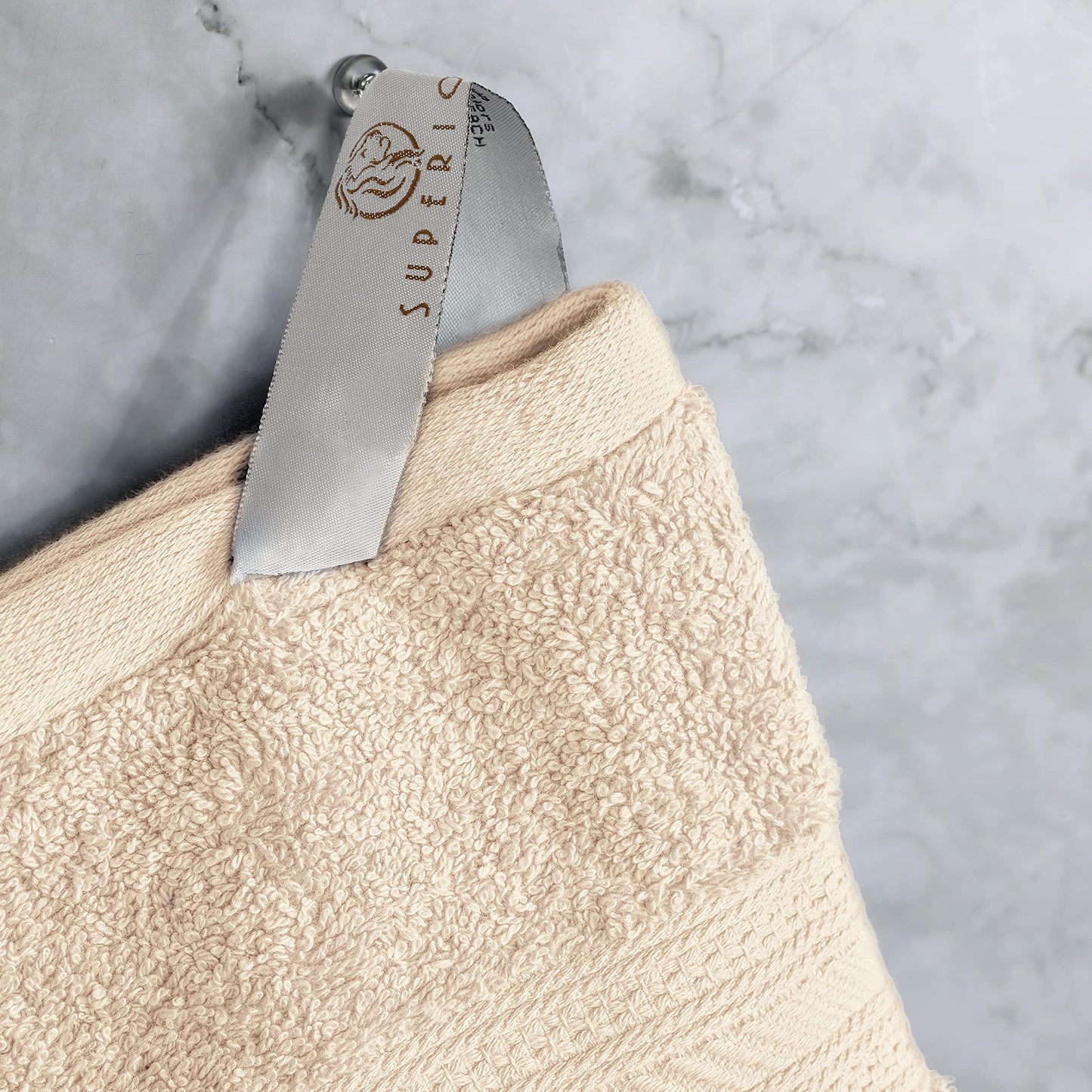 Superior Long Staple 100% Combed Cotton 700GSM 8-Piece Solid Towel Set for Bathroom, Shower, Kitchen-Super Soft, Assorted 8-Piece Towels, 4 Face/Washcloths, 2 Hand Towels, 2 Bath Towels, Almond