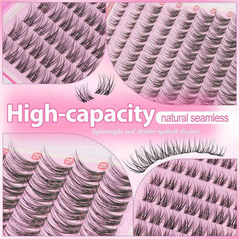 Natural Lash Clusters Kit Short Wispy Eyelash Clusters 8-14MM Clear Band Cluster Lashes Extensions Kit 120Pcs CC-Curly Daily Exquisite Eyelashes Clusters with Bond and Seal and Tweezers