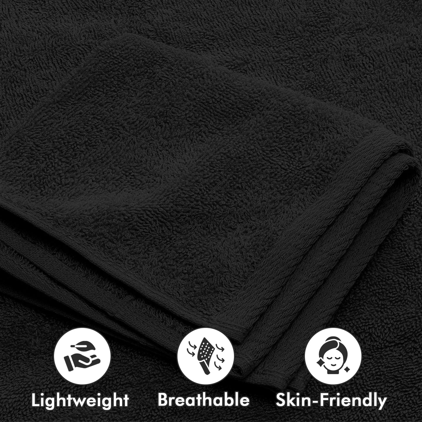 Novo Home Bath Towels Set of 8 – 100% Cotton (Black) Bathroom Towel Set Bale Includes 2 Bath, 2 Hand, 4 Face Towels – Soft, Absorbent & Quick Dry Towel for Bathroom, Spa, Kitchen, Hotel Use
