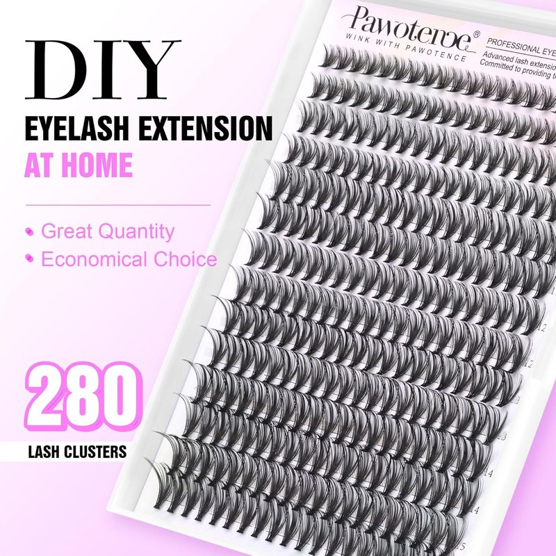 Pawotence 30D Cluster Eyelash Extensions - Natural Wispy Individual Lashes | 280pcs, 8-15mm