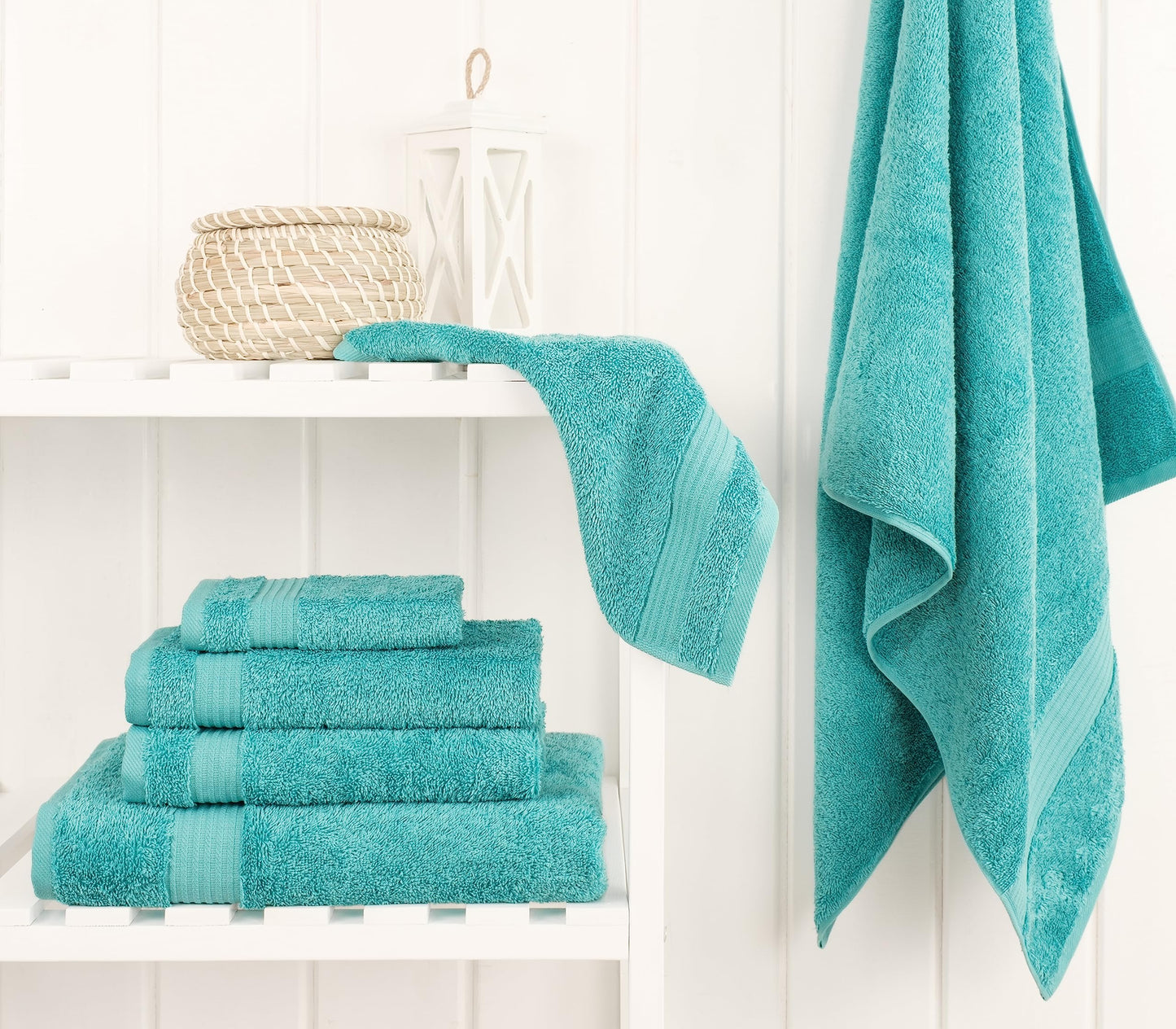 Cotton Paradise 100% Cotton Turkish Towel Set, Soft Absorbent Quick Dry, 6 Piece Towel Set, Turquoise