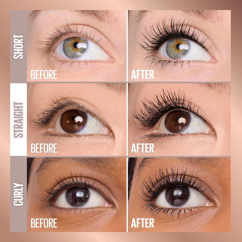 Maybelline Lash Sensational Mascara - Volume & Length Formula, 24HR Lift, Smudge & Clump-Resistant, Blackest Black