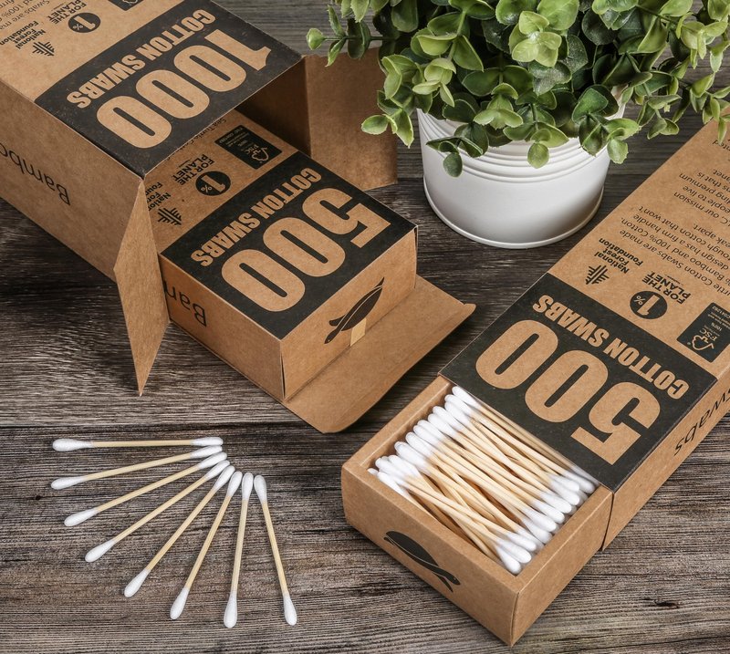 Sea Turtle Bamboo Cotton Swabs (1000 Count) - Vegan, Eco Friendly, Organic, Double Tips, Wooden Ear Sticks, All Natural 100% Biodegradable Cotton Buds