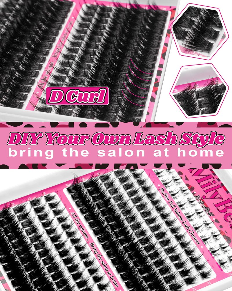 Cove Lash Clusters Kit Eyelash Clusters with Bottom Lashes 10-18mm Manga Fairy Individual Lashes Wispy Fluffy Cluster Eyelash Extensions Bond & Seal Spiky D Curl Lash Extension Kit by MilyBest