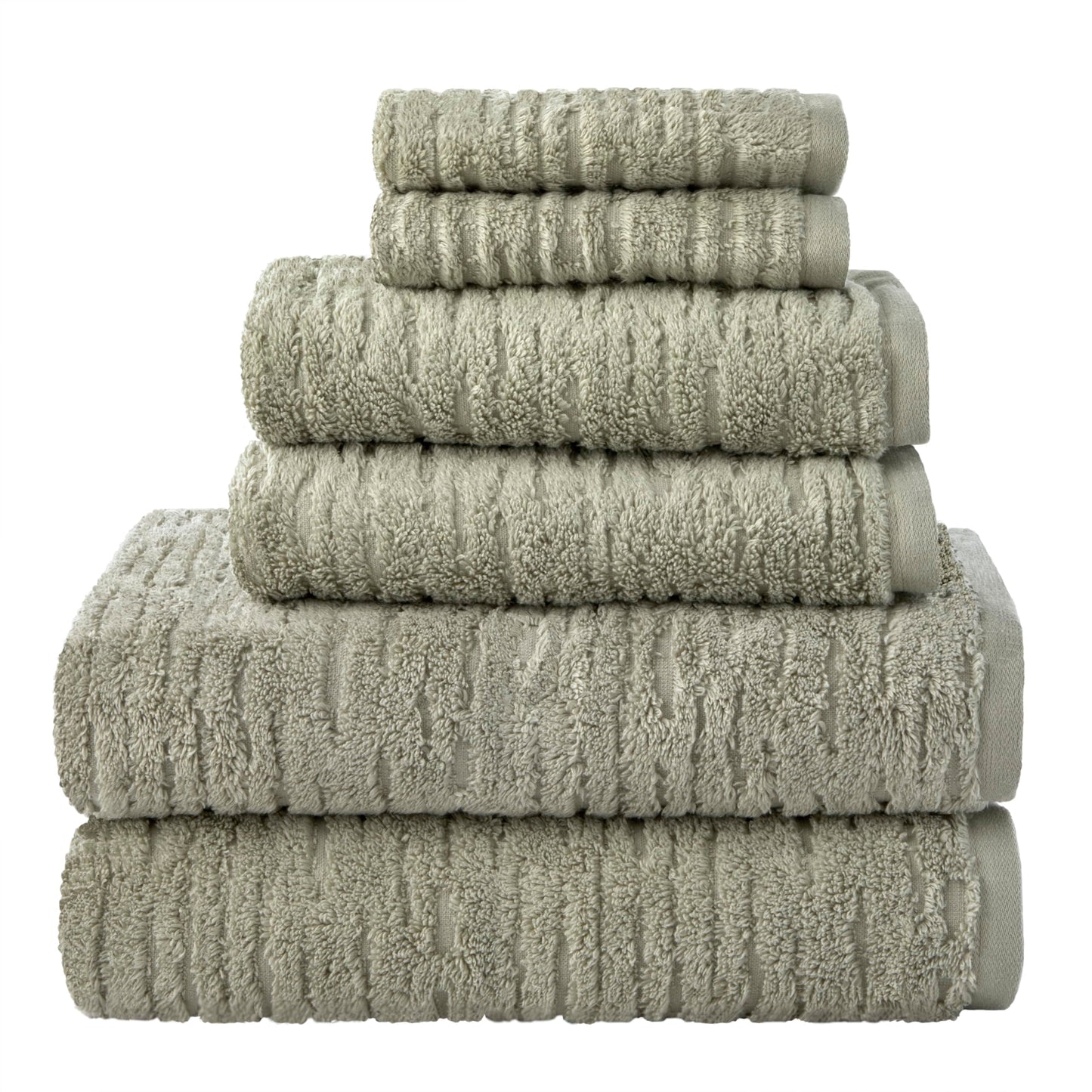 SKL Home CloudSoft 100% Cotton Luxury 6-Piece Towel Set, 600 GSM, Ultra Plush & Absorbent - 2 Bath Towels, 2 Hand Towels, 2 Washcloths, Sage