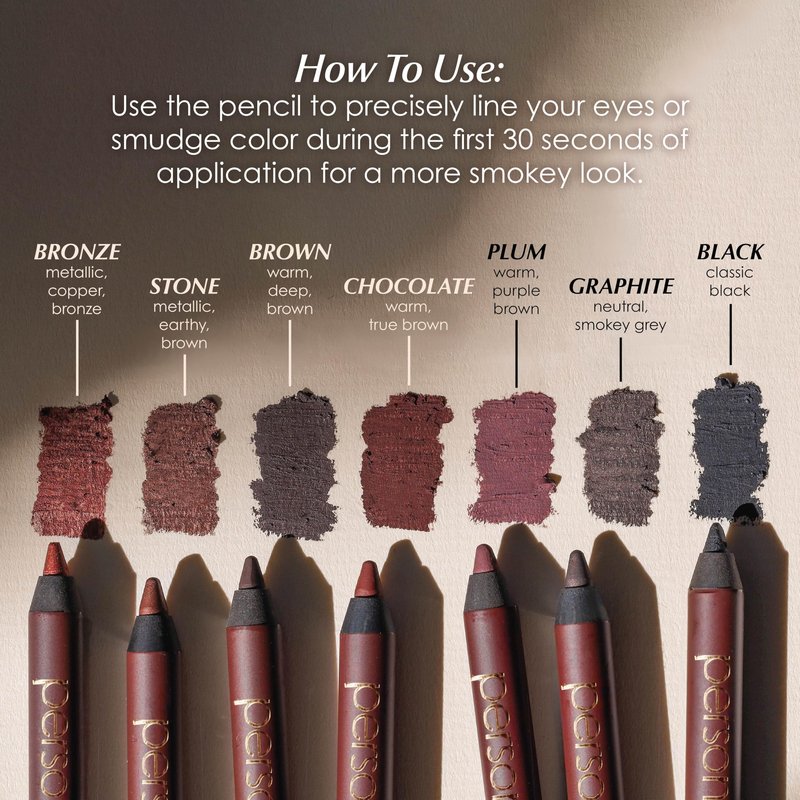 PERSONA 24HR Plum Waterproof Eyeliner Pencil | Creamy, Smudgeable Pencil for Lash Line & Waterline | All-Day to All-Night Wear | Vegan, Cruelty-Free, Paraben-Free | Made in USA