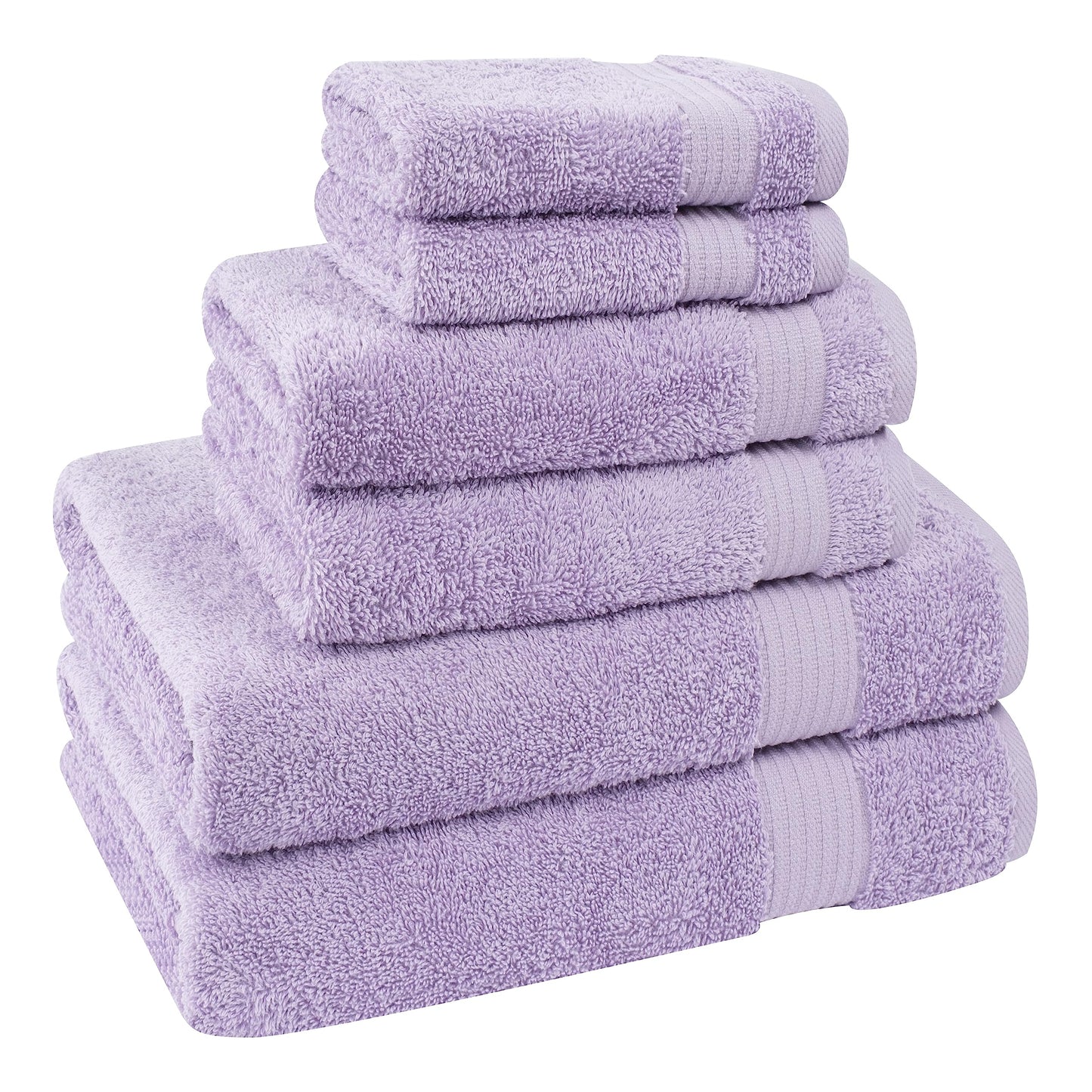 Cotton Paradise 6 Piece Towel Set, 100% Cotton Soft Absorbent Turkish Towels for Bathroom, 2 Bath Towels 2 Hand Towels 2 Washcloths, Lilac Towel Set