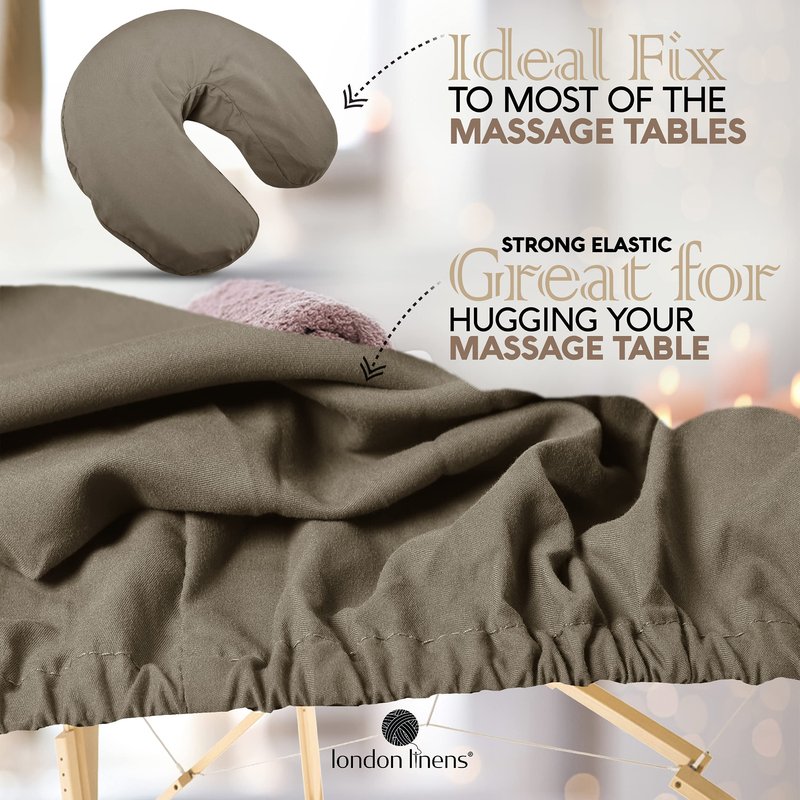 LONDON LINENS Soft Microfiber 3-Piece Massage Table Sheets - Super Lightweight, Stain and Wrinkle Resistant - Includes Table Cover, Fitted Sheet, and Face Rest Cover (walnut)