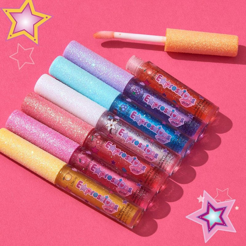 Fruity Flavored Lip Gloss Set for Kids - 7 Assorted Non-Toxic Glosses | Fun & Shiny Lip Care Collection