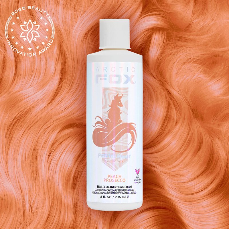 Arctic Fox Semi-Permanent Hair Dye, Vegan & Cruelty-Free, Pastel Peach Prosecco, Ammonia-Free, Conditioning Color for Platinum Hair, 8 Fl Oz (Pack of 2)