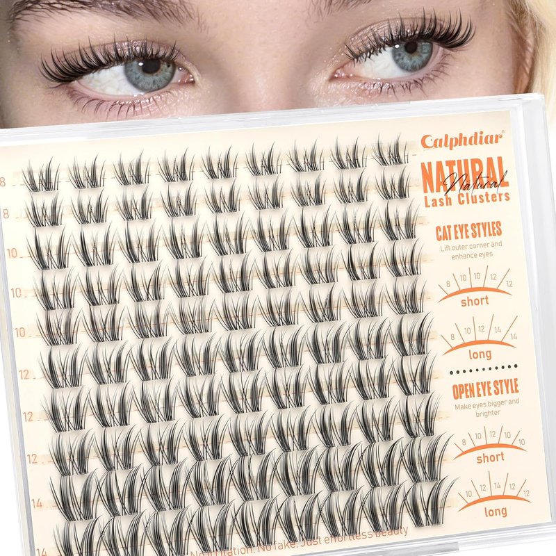 calphdiar Manga Lash Clusters Bunny Eyelash Clusters 8-14mm Short Cluster Eyelash Extensions Natural Lashes Clusters Wispy Individual Lashes Extension CC-Curly Spiky Eyelashes for Everyday Wear