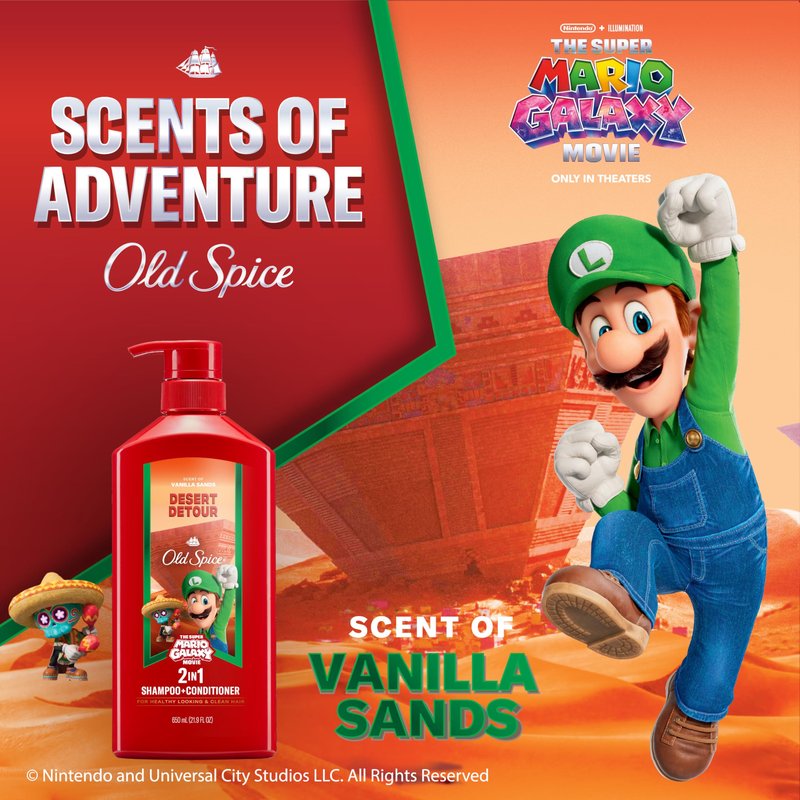 Old Spice Mens 2-in-1 Shampoo and Conditioner, Desert Detour, x The Super Mario Galaxy Movie, 21.9 fl oz