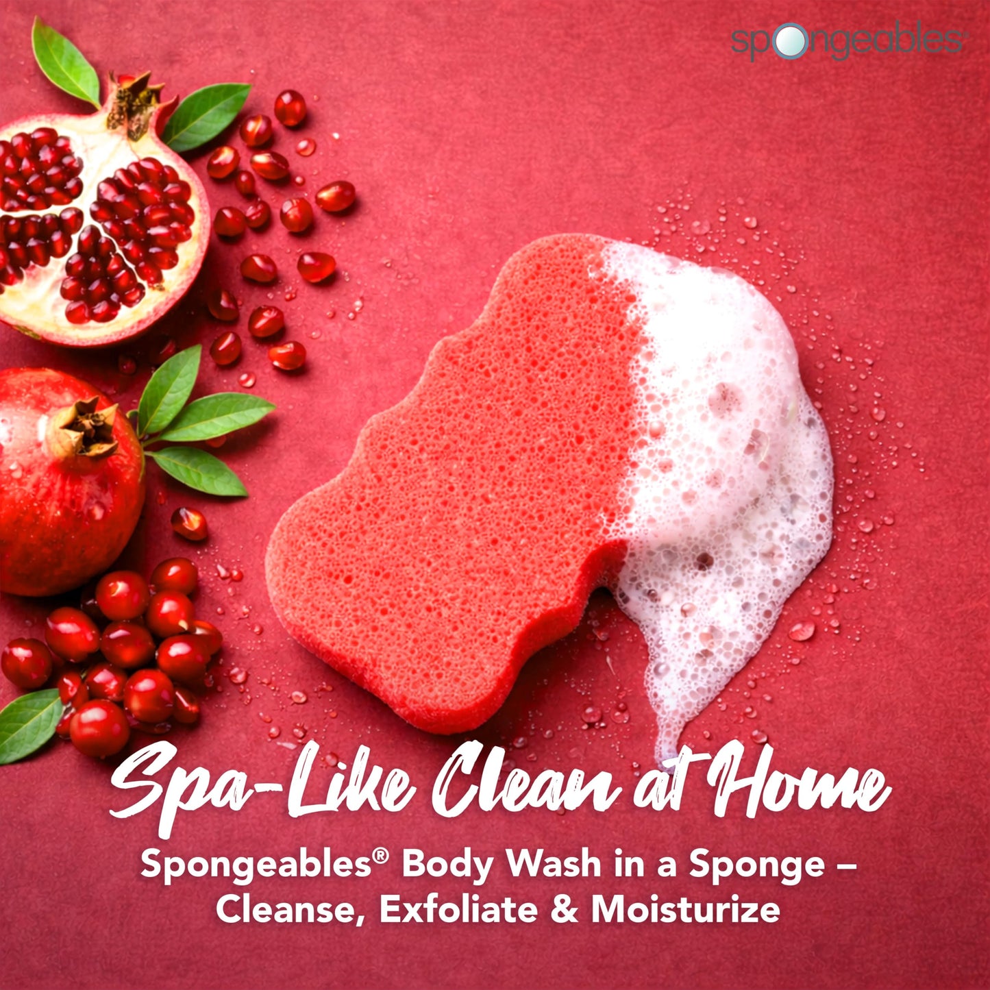 Spongeables Body Wash in a 20+ Wash Sponge, Pomegranate Punch, 1 Count