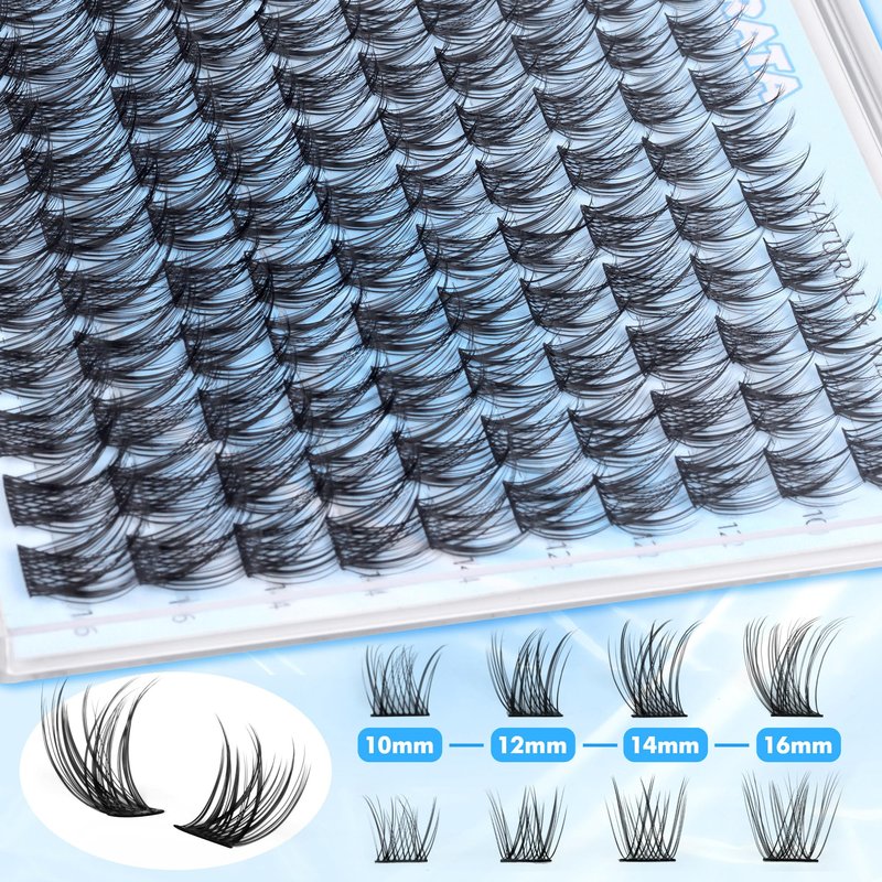 PHKERATA Natural Lash Clusters Wispy Eyelash Clusters, Eyelash Extensions C Curl Individual Lashes, Mix Length Natural Look Lashes with Thin Lash Band, 10-16mm, 110 pcs