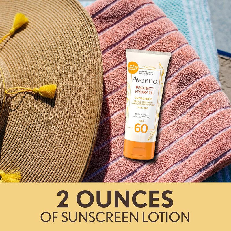 Aveeno Face Sunscreen SPF 60 - Hydrating & Water Resistant for Sensitive Skin | Travel Size 2 fl oz