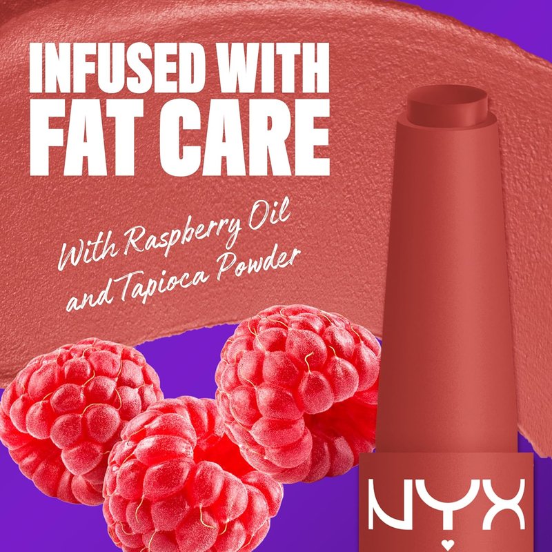 NYX PROFESSIONAL MAKEUP Fat Matte Lipstick - Pigmented, Smoothing & Long-Lasting Vegan Lip Crayon | Mauve Cloud (Deep Rose)