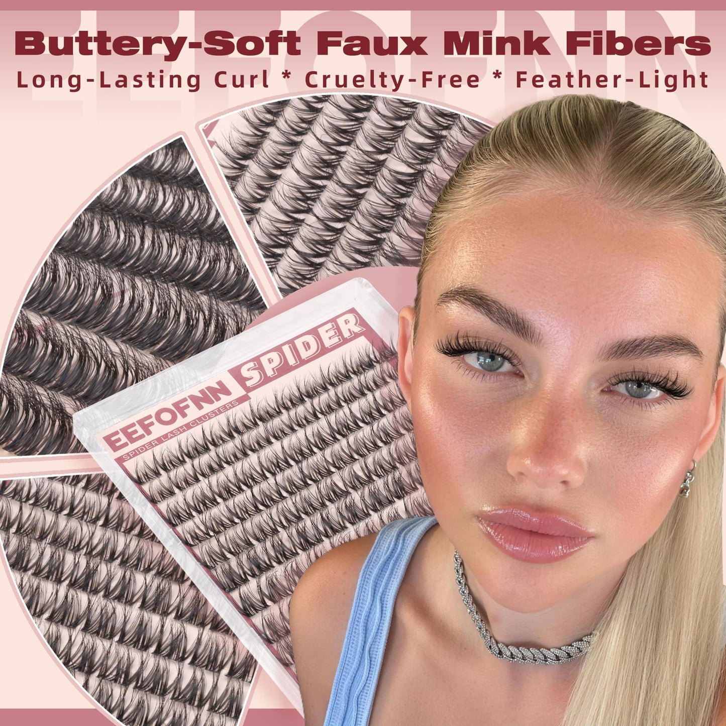 Spider Lash Clusters Wispy Eyelash Clusters Natural Lashes Clusters Fluffy Cluster Eyelash Extensions DD Curl Breeze Individual Lashes 10-16mm Lash Extensions with Invisible Band by Eefofnn