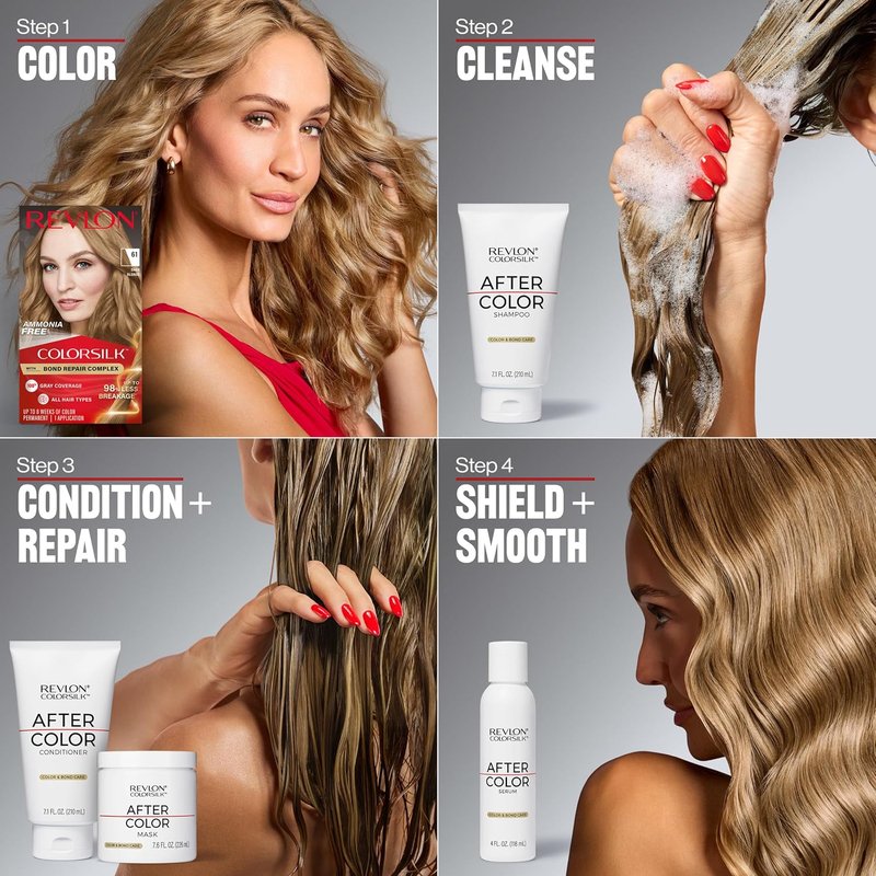 Revlon ColorSilk Black Permanent Hair Color - 100% Gray Coverage, Ammonia-Free, Vegan Keratin | Pack of 3
