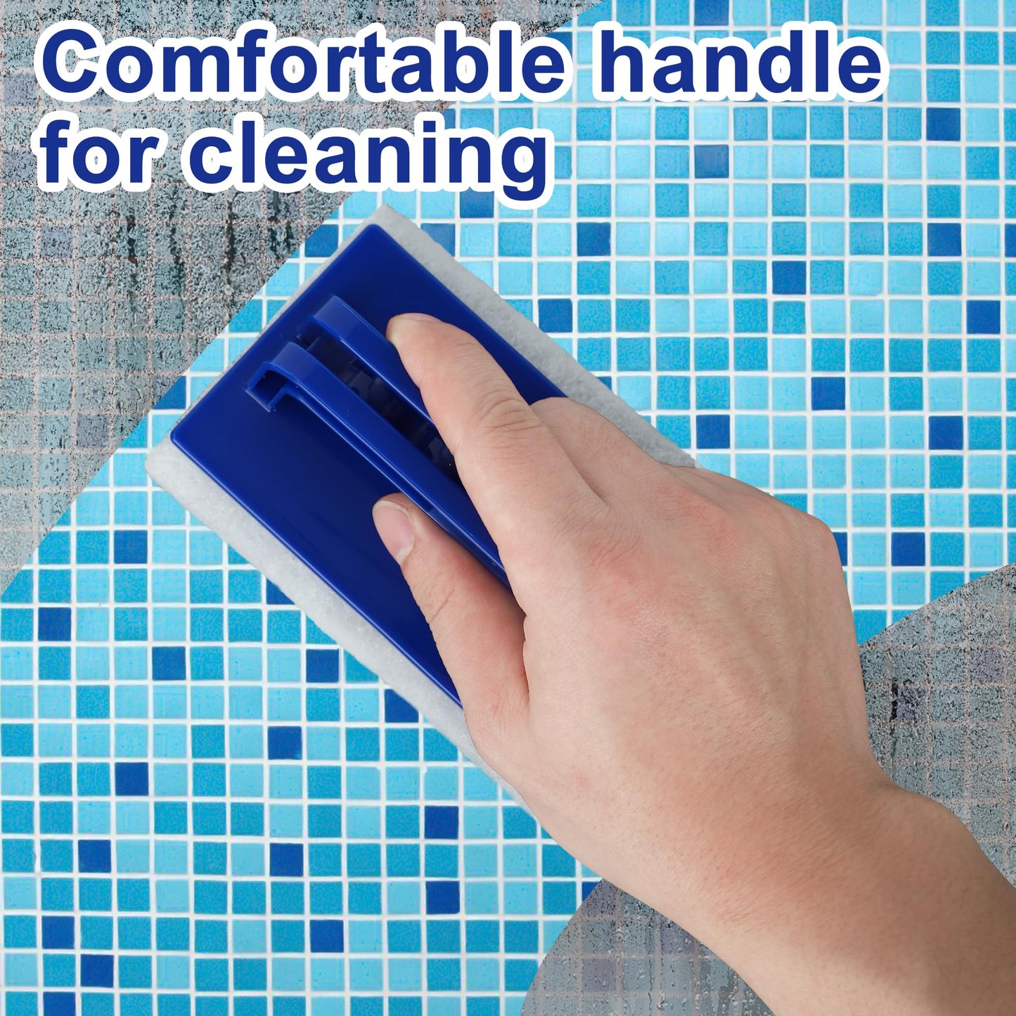 3 Pack Hand-Held Pool Scrub Brush Pool Cleaning Scrubbing Sponge Pad Bathroom Clean Scrubber Scouring for Cleaning Swimming Pools Step Corner Shower Tile Vinyl Liners Walls Sink Spas Tubs Kitchen
