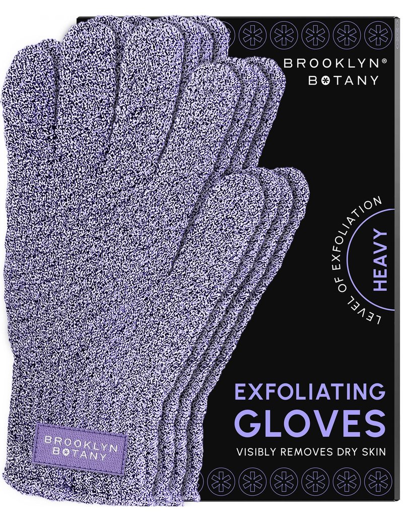 Brooklyn Botany Exfoliating Gloves for Bath and Shower – Heavy Duty Exfoliating Body Scrubber for Massage and Dead Skin Remover for Body – 2 Pairs